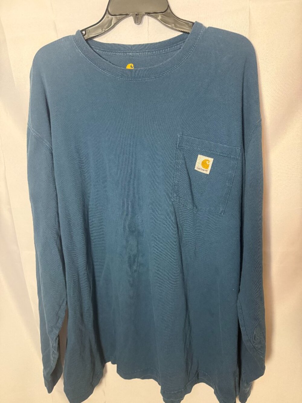 Carhartt Original Fit Long Sleeve Pocket T-Shirt XL Blue Teal K126 100% Cotton